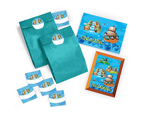 JuNa-Experten 6-er Set Einladungskarten, Umschläge, Tüten, Aufkleber zum Kindergeburtstag Piraten-Party für Mädchen und Jungen/bunt blau JuNa-Experten 6-er Set Einladungskarten, Umschläge, Tüten, Aufkleber zum Kindergeburtstag Piraten-Party für Mädchen und Jungen/bunt blau von JuNa-Experten