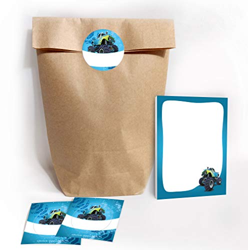JuNa-Experten Mitgebsel Set aus 12 Geschentüten/Natur, 12 Aufkleber und 12 Mini-Blöcke Monster-Truck/Geschenktüten für Gastgeschenke Kinder Jungen beim Kindergeburtstag JuNa-Experten Mitgebsel Set aus 12 Geschentüten/Natur, 12 Aufkleber und 12 Mini-Blöcke Monster-Truck/Geschenktüten für Gastgeschenke Kinder Jungen beim Kindergeburtstag von JuNa-Experten
