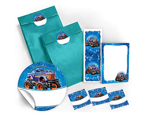 Mitgebsel Kindergeburtstag 12 Geschenktüten/blau + 12 Aufkleber + 12 Lesezeichen + 12 Mini-Notizblöcke Monster-Truck/Gastgeschenke für Kinder Junge Jungs Geburtstag Giveaways Auto Party-Tüten Mitgebsel Kindergeburtstag 12 Geschenktüten/blau + 12 Aufkleber + 12 Lesezeichen + 12 Mini-Notizblöcke Monster-Truck/Gastgeschenke für Kinder Junge Jungs Geburtstag Giveaways Auto Party-Tüten von JuNa-Experten