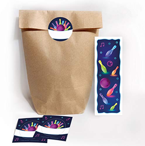 Mitgebsel Set aus 12 Geschenktüten/Natur, 12 Aufkleber und 12 Lesezeichen Bowling/neon/Gastgeschenk bei Geburtstag Kindergeburtstag Bowling-Party für Kinder Jungen Mädchen Mitgebsel Set aus 12 Geschenktüten/Natur, 12 Aufkleber und 12 Lesezeichen Bowling/neon/Gastgeschenk bei Geburtstag Kindergeburtstag Bowling-Party für Kinder Jungen Mädchen von JuNa-Experten