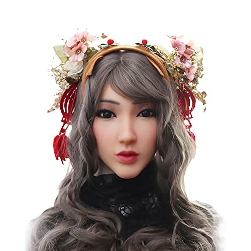 JuZi Store Handgemacht Silikon Mask Realistische Weibliche Masken Halloween Maske Ostern Weihnachtsmasken Cosplay Männlich zu Weiblich für Crossdresser Transgender (Color : Lvory White) von JuZi Store