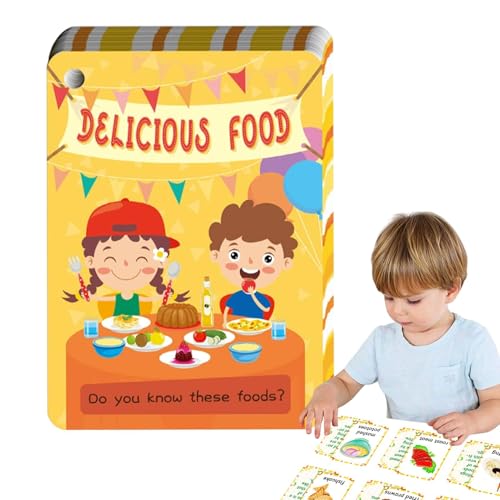 Food Awareness Flash Cards, Kids Flash Cards, for Toddler Age 1, 48 Piece Funny Educational, Interactive Cognitive Learning Game, Ideal for Early Learning Boys and Girls von Jubepk