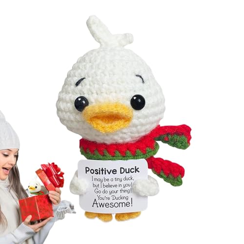 Jubepk Funny Positive Duck, Handmade Cheer Duck, Motivational Duck Toy, Knitted Duck Doll, Emotional Support Duck, Positive Energy Duck, Duck Desk Decor, Knitted Doll Decor, Cheerful Duck Toys von Jubepk