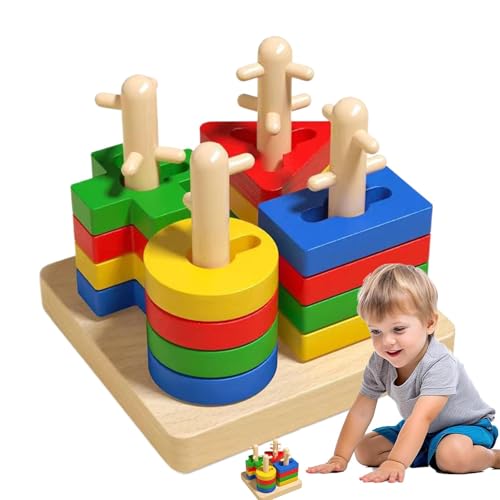 Jubepk Shape Sorting Stacking Toys, Shape Color Recognition Blocks, Educational Matching Game, 5x5x4.61 Inch, Interactive and Developmental, Early Learning Playset for Kids Ages 3 to 6 Jubepk Shape Sorting Stacking Toys, Shape Color Recognition Blocks, Educational Matching Game, 5x5x4.61 Inch, Interactive and Developmental, Early Learning Playset for Kids Ages 3 to 6 von Jubepk