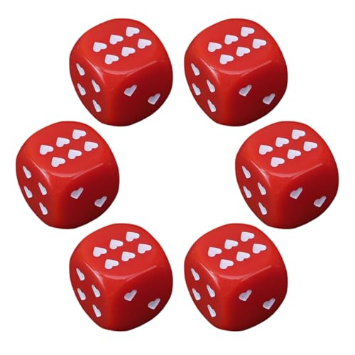 Jubepk Small Dice, Acrylic Dice with Heart Shaped Dots, Rounded Corner Portable 6 Piece Rolling Cube Toys for Collecting, Travel, Homeschooling, Family, Party, Kids, Home Jubepk Small Dice, Acrylic Dice with Heart Shaped Dots, Rounded Corner Portable 6 Piece Rolling Cube Toys for Collecting, Travel, Homeschooling, Family, Party, Kids, Home von Jubepk