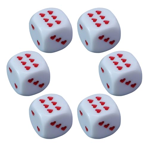 Jubepk Small Dice, Acrylic Dice with Heart Shaped Dots, Rounded Corner Portable 6 Piece Rolling Cube Toys for Collecting, Travel, Homeschooling, Family, Party, Kids, Home Jubepk Small Dice, Acrylic Dice with Heart Shaped Dots, Rounded Corner Portable 6 Piece Rolling Cube Toys for Collecting, Travel, Homeschooling, Family, Party, Kids, Home von Jubepk