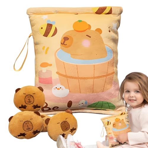 Jubepk Snack Bags Kids Capybara Plush Bag Stuffed Cushion Pillow Comfortable and Soft Texture Attached Dolls, Perfect for Holding Candy Gummy and Decorating Kids Room von Jubepk