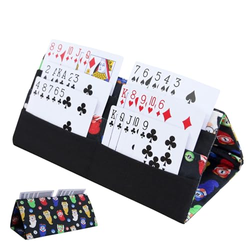 Jubepk Spielkarten-Deck-Ständer, faltbares Kartenregal, 26 x 12 x 2 cm, tragbar, stabil, Spielhalter für Reisen, Spielabende und Familienfeiern (mehrfarbig) von Jubepk