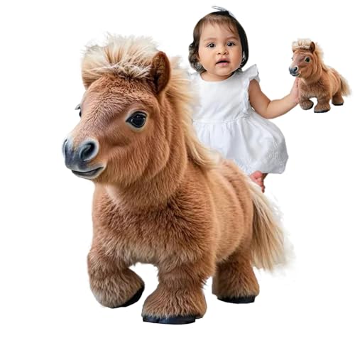 Jubepk Stuffed Horse Toy, Moving Animal Plush, Talking Pet Companion, Cuddly Farm Animals, Material Leather, Featuring Lifelike Sounds and Soft Plush Materials for Cuddling and Playing von Jubepk