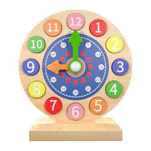 Jubepk Teaching Clock for Kids, Wooden Learning Clock, Colorful Analog Telling Time Clock, Educational Toy, Hands- Learning, ideal for Toddler and Children, Multicolor Jubepk Teaching Clock for Kids, Wooden Learning Clock, Colorful Analog Telling Time Clock, Educational Toy, Hands- Learning, ideal for Toddler and Children, Multicolor von Jubepk