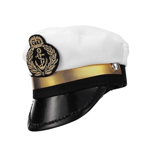 Kapitän Hut für Hund, Weiß Navy Cosplay Hut mit verstellbarer Schnur, Verkleidungs-Kopfschmuck, lustige Foto-Requisite, 13 x 9 x 4 cm, ideal für Katzen und Welpen, Halloween-Kostüm-Zubehör Kapitän Hut für Hund, Weiß Navy Cosplay Hut mit verstellbarer Schnur, Verkleidungs-Kopfschmuck, lustige Foto-Requisite, 13 x 9 x 4 cm, ideal für Katzen und Welpen, Halloween-Kostüm-Zubehör von Jubepk