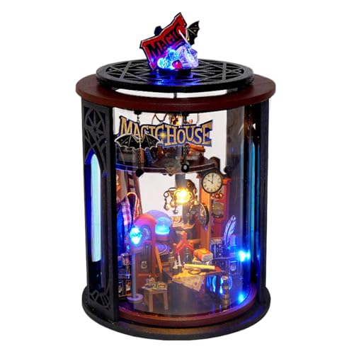 Miniaturhaus-Bauset | Bücherregal-Dekor-Set | Book Nook Miniatur-Set mit Lichtern, handgefertigtes Miniaturhaus-Set mit LED, Miniaturhaus für Bücherregal-Display und Hausliebhaber von Jubepk