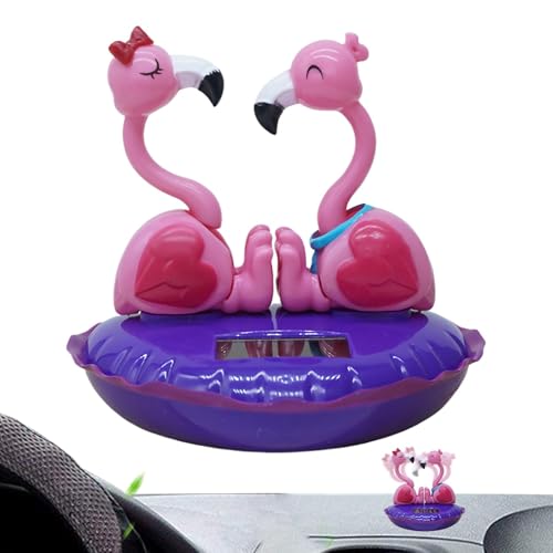 Solarbetriebenes Tanzende Figuren, solarbetriebenes Tanzspielzeug, Armaturenbrett, Wackelkopf, Flamingo, solarbetriebenes Flamingo-Spielzeug, 12 x 10 cm, Flamingo-Wackelkopf, Desktop-Dekoration für von Jubepk