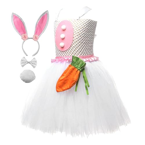 Bunny Kostüm - Häschen Kostüm Zubehör, süßes Häschen Tutu Rock & Karotte Tasche Set | Festliches Kaninchen Cosplay Kostüm für Mädchen, inklusive Stirnband, Fliege, Schwanz für Halloween, Feiertage, Bunny Kostüm - Häschen Kostüm Zubehör, süßes Häschen Tutu Rock & Karotte Tasche Set | Festliches Kaninchen Cosplay Kostüm für Mädchen, inklusive Stirnband, Fliege, Schwanz für Halloween, Feiertage, von Jubilofex