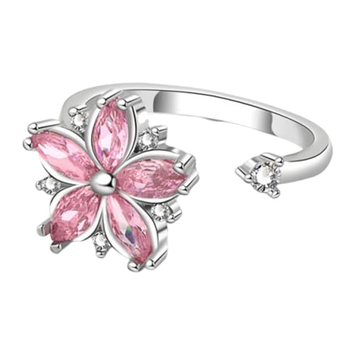 Fidget Ring Women - Verstellbares Blumendesign Zappel Ring Spinner, beruhigen Spielzeug für Stressreduzierung Langflüge Klassenzimmer Meditation Hilfe Öffentliche Rede von Jubilofex