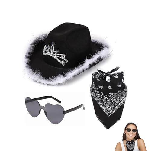 Jubilofex Cowgirl -Hüte | Filz Cowgirl Hut für Frauen mit leuchtenden Farben | Herzgläser Polyester Square Schal Party Lieferungen für Männer, Frauen, Männer, Mädchen, attraktiv Jubilofex Cowgirl -Hüte | Filz Cowgirl Hut für Frauen mit leuchtenden Farben | Herzgläser Polyester Square Schal Party Lieferungen für Männer, Frauen, Männer, Mädchen, attraktiv von Jubilofex