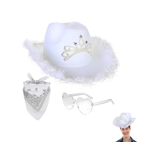 Jubilofex Cowgirl Hut für Frauen | Filz Cowgirl Hut für Frauen mit leuchtenden Farben, Herzgläser Polyester Square Schal -Party -Lieferungen für Männer, Frauen, Männer, Mädchen, attraktiv Jubilofex Cowgirl Hut für Frauen | Filz Cowgirl Hut für Frauen mit leuchtenden Farben, Herzgläser Polyester Square Schal -Party -Lieferungen für Männer, Frauen, Männer, Mädchen, attraktiv von Jubilofex
