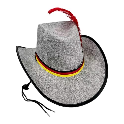 Jubilofex Fühle Hut | Western Carnival Hut | mit einstellbarem Riemen schwarzes rotes Gelbdesign Oktoberfest Kopfbedeckung für Bar im Freien Foto Prop School Kostüm Party Cosplay Jubilofex Fühle Hut | Western Carnival Hut | mit einstellbarem Riemen schwarzes rotes Gelbdesign Oktoberfest Kopfbedeckung für Bar im Freien Foto Prop School Kostüm Party Cosplay von Jubilofex