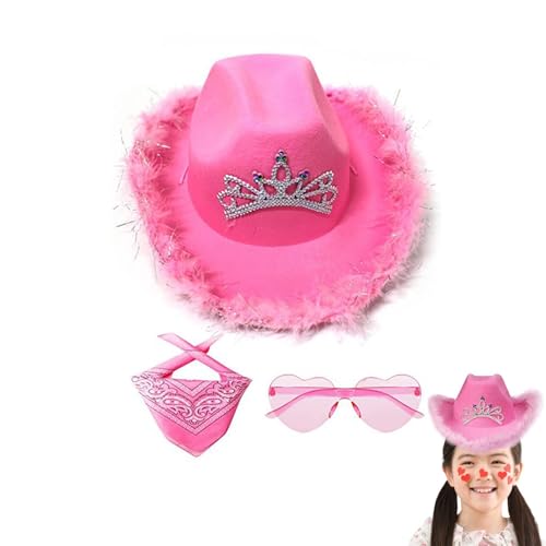 Jubilofex Kuhjunge Hut - Filz Cowgirl Hut für Frauen mit leuchtenden Farben, Herzgläser Polyester Square Schal -Party -Lieferungen für Männer, Frauen, Männer, Mädchen, attraktiv Jubilofex Kuhjunge Hut - Filz Cowgirl Hut für Frauen mit leuchtenden Farben, Herzgläser Polyester Square Schal -Party -Lieferungen für Männer, Frauen, Männer, Mädchen, attraktiv von Jubilofex
