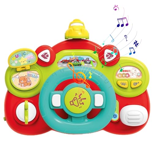 Jubilofex Lenkradspielzeug - leichtes Geräusch, Musikspiel | Interaktive Tat, vor dem Fahren Simulator für Mädchen Kleinkinder Spiele mit Lichtern für Reiseunterhaltung Lernentwicklungsspaß von Jubilofex