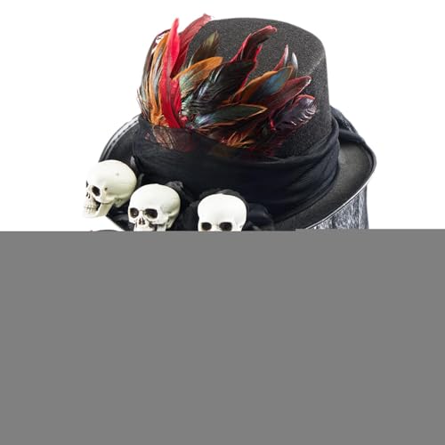 Jubilofex Totenkopf Steampunk Hut,Steampunk Cosplay Hut - Steam Punk Zylinder für Männer - Halloween-Kostüm, Cosplay, Kopfbedeckung für Damen und Herren, verziert mit Totenköpfen, Federn, schwarzes Jubilofex Totenkopf Steampunk Hut,Steampunk Cosplay Hut - Steam Punk Zylinder für Männer - Halloween-Kostüm, Cosplay, Kopfbedeckung für Damen und Herren, verziert mit Totenköpfen, Federn, schwarzes von Jubilofex