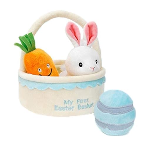 Osterkorb-Plüschspielzeug-Set – Hasenbeutel, Plüschhase, weiches Tier | 4 x bevorzugte Hängematten mit Küken, Karotte, Eiergeschenken, Frühlingsparty für Babys von Jubilofex