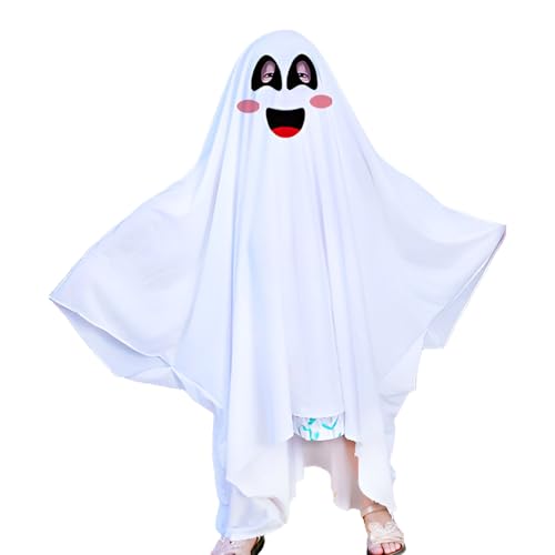 Spooky Cape Robe - ausgefallene Kleidung, Kostümanzug | White Sheet Halloween Outfit für Kleinkind Girl Boy Themeed Masquerade Festival Charakter Look Playwear Schauspielstufe Bühnentrickshow Bekleidu von Jubilofex