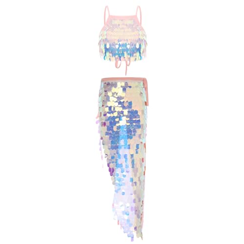 Jugaoge Damen Glänzend Meerjungfrau Top und Pailletten Rock Glitzer Wickelrock Tanzrock mit Schlitz Bauchtanz Kostüm Motto Party Gogo Outfits Clubwear Rosa M Jugaoge Damen Glänzend Meerjungfrau Top und Pailletten Rock Glitzer Wickelrock Tanzrock mit Schlitz Bauchtanz Kostüm Motto Party Gogo Outfits Clubwear Rosa M von Jugaoge