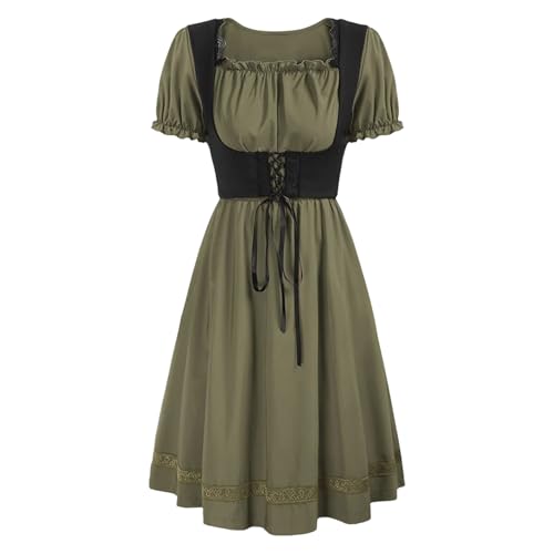 Jugaoge Damen Mittelalter Renaissance Kleid mit Corsage Top Kurzarm Partykleider Vorne Schnür Partykleider Gothic Dienstmädchen Uniformen Zweiteiler Outfits gr. S-3XL Armeegrün L Jugaoge Damen Mittelalter Renaissance Kleid mit Corsage Top Kurzarm Partykleider Vorne Schnür Partykleider Gothic Dienstmädchen Uniformen Zweiteiler Outfits gr. S-3XL Armeegrün L von Jugaoge