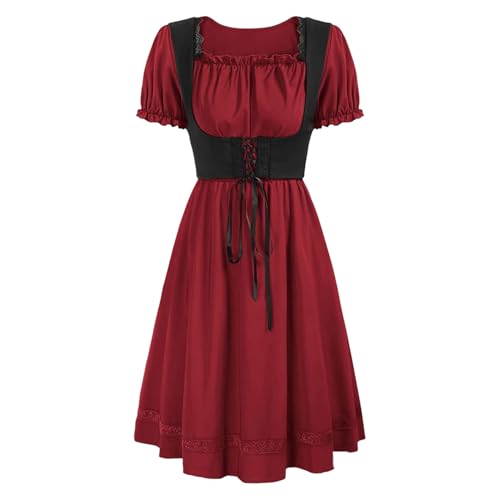 Jugaoge Damen Mittelalter Renaissance Kleid mit Corsage Top Kurzarm Partykleider Vorne Schnür Partykleider Gothic Dienstmädchen Uniformen Zweiteiler Outfits gr. S-3XL Rot XXL Jugaoge Damen Mittelalter Renaissance Kleid mit Corsage Top Kurzarm Partykleider Vorne Schnür Partykleider Gothic Dienstmädchen Uniformen Zweiteiler Outfits gr. S-3XL Rot XXL von Jugaoge