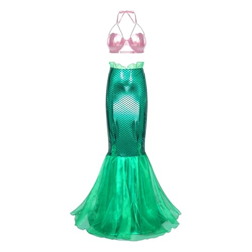 Jugaoge Damen Neckholder Meerjungfrau Top und Lack Leder Optik Rock Fischschuppen Print Tanzrock mit Rüschen Motto Party Gogo Outfits Clubwear Geben Sie H ein S von Jugaoge