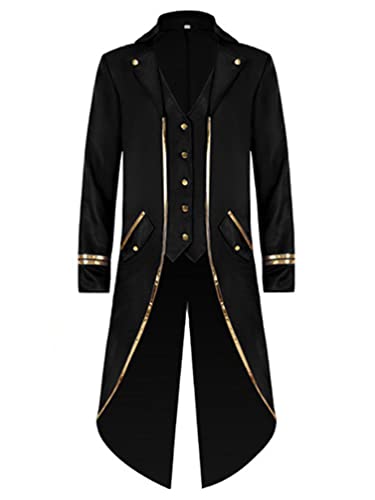 Jugaoge Herren Klassischer Frack Mittelalter Gehrock mit Schößen Vintagen Retro Anzug Jacke Festlich Zauberer Militärischer Mantel Motto Party Outfits Schwarz M Jugaoge Herren Klassischer Frack Mittelalter Gehrock mit Schößen Vintagen Retro Anzug Jacke Festlich Zauberer Militärischer Mantel Motto Party Outfits Schwarz M von Jugaoge