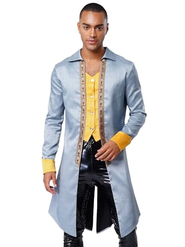 Jugaoge Herren Klassischer Frack Vintage Jacquard Gehrock mit Schößen Gemustert Anzug Jacke Festlich Zauberer Militärischer Mantel Motto Party Outfits Jugaoge Herren Klassischer Frack Vintage Jacquard Gehrock mit Schößen Gemustert Anzug Jacke Festlich Zauberer Militärischer Mantel Motto Party Outfits von Jugaoge