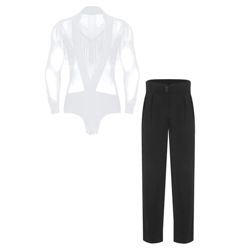 Jugaoge Herren Langarm Hemd Body Mesh Tanzbody Tiefer V Ausschnitt Gymnastikanzug Turnanzug mit Lange Hose Anzughose Klassische Tanzbekleidung Weiß L Jugaoge Herren Langarm Hemd Body Mesh Tanzbody Tiefer V Ausschnitt Gymnastikanzug Turnanzug mit Lange Hose Anzughose Klassische Tanzbekleidung Weiß L von Jugaoge
