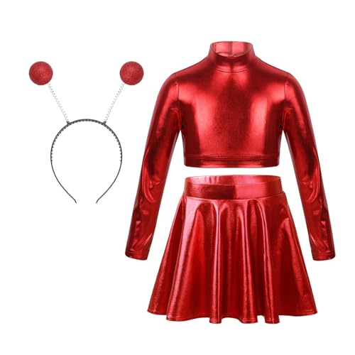 Jugaoge Mädchen Alien Haarreifen mit Langarm Rollkragen Crop Top Shirts und High Waist Gefaltet Rock mit Glitzer Modern Jazz Tanz Kleidung Set Rot 146-152 Jugaoge Mädchen Alien Haarreifen mit Langarm Rollkragen Crop Top Shirts und High Waist Gefaltet Rock mit Glitzer Modern Jazz Tanz Kleidung Set Rot 146-152 von Jugaoge