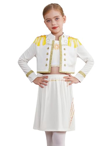 Jugaoge Mädchen Bekleidungsset aus Jacke Shirt und Shorts 3D Muster Anzug Set Sommer 3 Teillig Hip Hop Outfits Modern Jazz Kostüm Streetwear Typ A 104-110 von Jugaoge