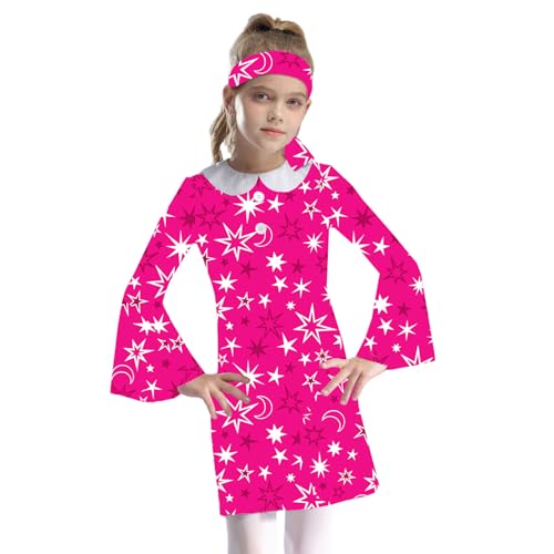 Jugaoge Mädchen Disco Kostüm 70er Jahre Kleid Langarm Blumenmuster Puppenkragen Druckkleider Minikleider mit Stirnband Faschingskostüm Hot Pink 158-164 Jugaoge Mädchen Disco Kostüm 70er Jahre Kleid Langarm Blumenmuster Puppenkragen Druckkleider Minikleider mit Stirnband Faschingskostüm Hot Pink 158-164 von Jugaoge