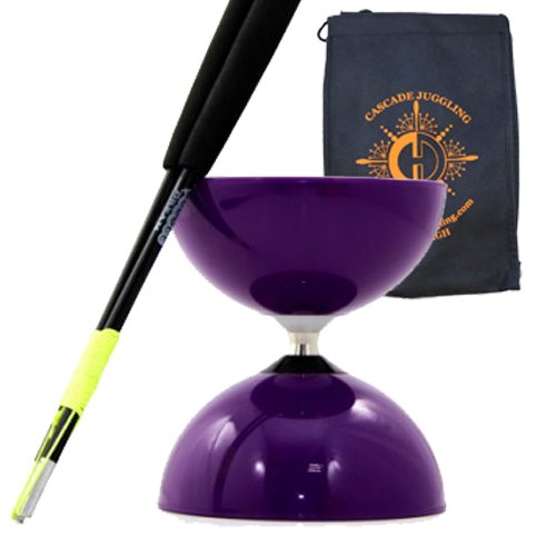 Juggle Dream and Cascade Jonglieren Purple Big Top – Jumbo-Kugellager-Diabolo-Set, schwarze Superglas-Diablo-Sticks, Diaboloschnur und Tasche (lila) von Juggle Dream