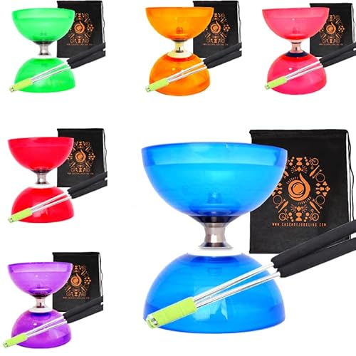 Quartz Triple Bearing Clutch Diabolo Set with Aluminum 'Metal' Sticks, Diabolo String and Cascade Carry Bag (Blue with Silver Handsticks) von Juggle Dream