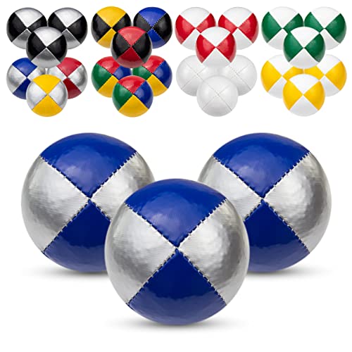 Juggle Dream 3X Pro Thud Jonglierbälle - Set mit 3 professionellen Jonglierbällen mit kostenlosem Online-Lernvideo, perfekt für Anfänger und Experten (Silber/Blau) von Juggle Dream