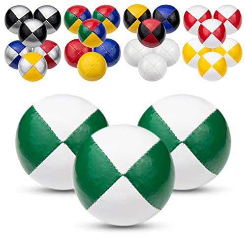 Juggle Dream 3X Pro Thud Jonglierbälle - Set mit 3 professionellen Jonglierbällen mit kostenlosem Online-Lernvideo, perfekt für Anfänger und Experten (Weiß/Grün) von Juggle Dream