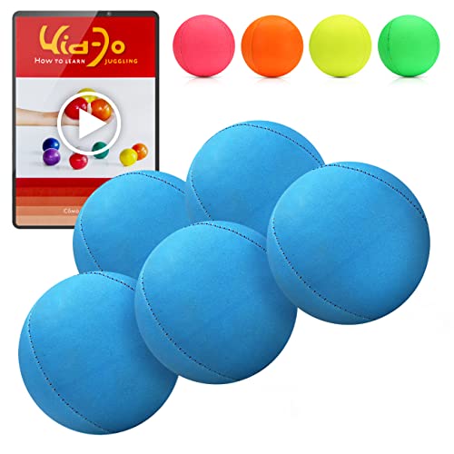 Juggle Dream 5X Pro Thud Jonglierbälle - Set mit 5 professionellen Jonglierbällen mit kostenlosem Online-Lernvideo, für Anfänger und Experten (Blau) von Juggle Dream