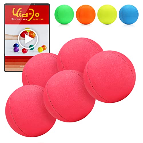 Juggle Dream 5X Pro Thud Jonglierbälle - Set mit 5 professionellen Jonglierbällen mit kostenlosem Online-Lernvideo, für Anfänger und Experten (Rosa) von Juggle Dream