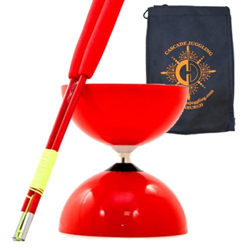 Juggle Dream Cascade Jonglierset, Jumbo Bearing Diabolos, Red Superglass Diablo Sticks und Tasche Juggle Dream Cascade Jonglierset, Jumbo Bearing Diabolos, Red Superglass Diablo Sticks und Tasche von Juggle Dream