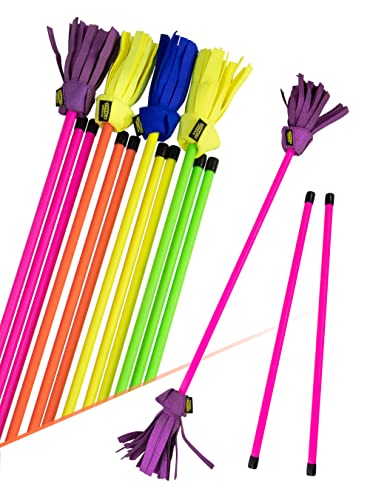 Juggle Dream Neo Flowerstick Set inkl. Handstäbe. Fiberglasstock, Silicone Grip, Wildlederfransen. Jonglier Flower Stick (Rosa/Violett) von Juggle Dream
