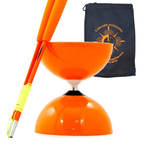 Juggle Dream and Cascade Jonglieren Orange Big Top - Jumbo Bearing Diabolos Set, Orange Superglass Diablo Sticks, Diabolo String & Bag (Orange) von Juggle Dream