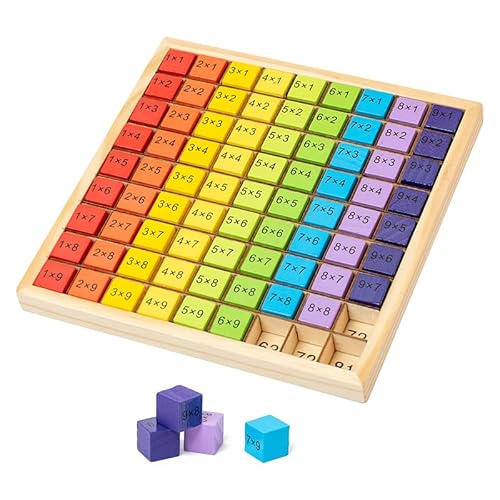 Juguan Holz Multiplikationstabelle für Kinder, 17,3 x 17,3 x 1,7 cm, Bunte Lernblöcke, Mathematik Lehrmittel Juguan Holz Multiplikationstabelle für Kinder, 17,3 x 17,3 x 1,7 cm, Bunte Lernblöcke, Mathematik Lehrmittel von Juguan