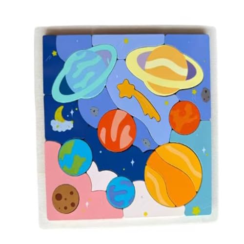 Weltraum Holzpuzzle für Kinder, 22,5 x 22,5 cm, Lernspielzeug mit Planeten und Sternen, Blau Weltraum Holzpuzzle für Kinder, 22,5 x 22,5 cm, Lernspielzeug mit Planeten und Sternen, Blau von Juguan
