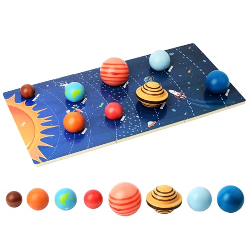 Hölzernes Sonnensystem-Modellbrett, Montessori-Spielzeug Planeten-Puzzle Wissenschaft STEM Weltraum-Lernen für Kinder mit 3D-Planeten-Modellen, Vorschule Bildungs-Geschenk für Jungen Mädchen Hölzernes Sonnensystem-Modellbrett, Montessori-Spielzeug Planeten-Puzzle Wissenschaft STEM Weltraum-Lernen für Kinder mit 3D-Planeten-Modellen, Vorschule Bildungs-Geschenk für Jungen Mädchen von JugueteLand
