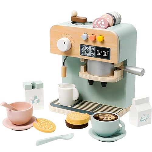 Kinder Kaffeemaschine Spielset, 23PCS hölzerne Küche Spielzeug, Spielen Küche Zubehör für Kleinkinder, Espressomaschine Spielset, Geschenk für Jungen und Mädchen 3 4 5 Jahre Kinder Kaffeemaschine Spielset, 23PCS hölzerne Küche Spielzeug, Spielen Küche Zubehör für Kleinkinder, Espressomaschine Spielset, Geschenk für Jungen und Mädchen 3 4 5 Jahre von JugueteLand